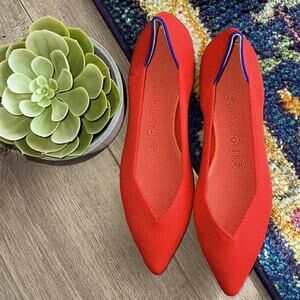 Rothy's Vibrant Red Flats with Blue Trim